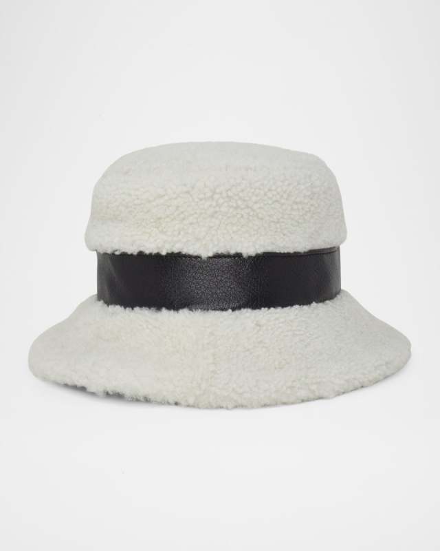 Molly Sheep Shearling Fur & Leather Bucket Hat